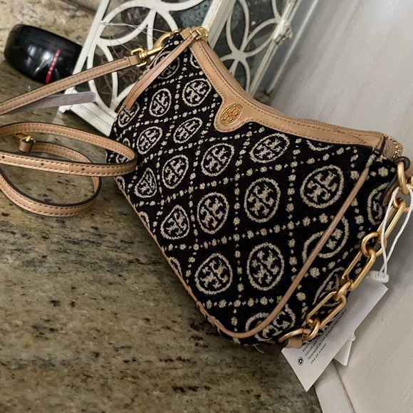 New 🖤 Tory Burch T Monogram Chenille Studio Shoulder Bag - Picture 3 of 14